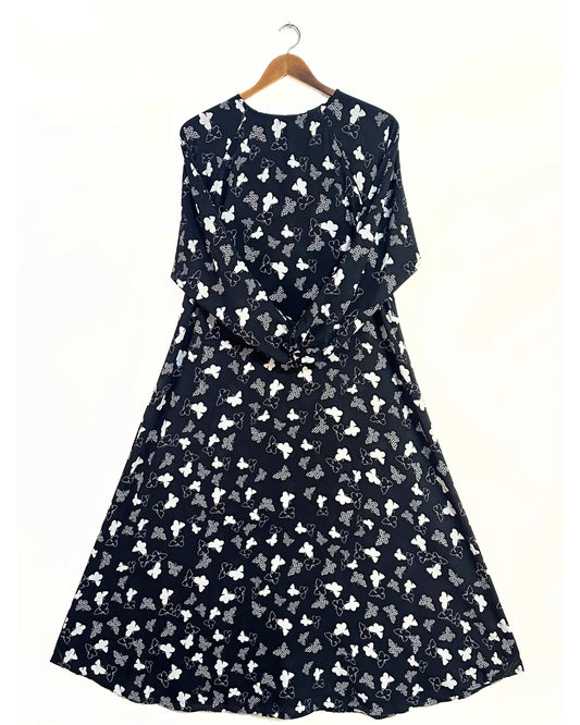 Black Butterfly Print Maxi Style Abaya