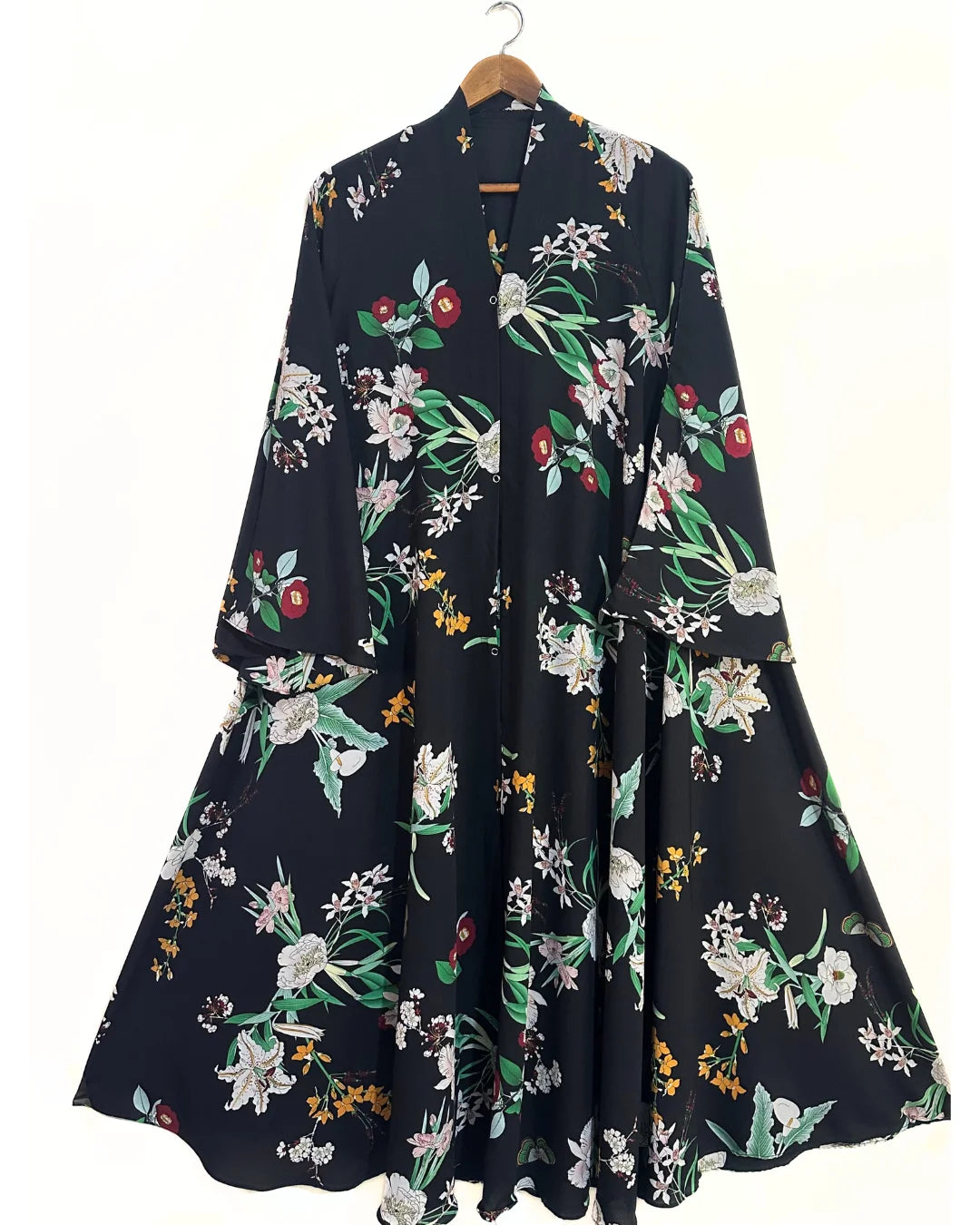 Botanical Garden Front Open Long Flair Abaya