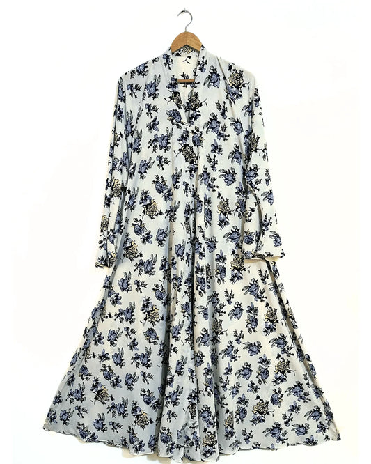 Floral Meadow Front Open Long Flare Abaya