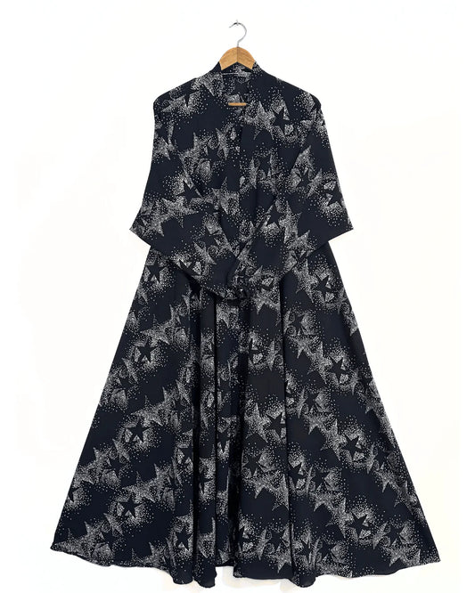 Night Sky Front Open Long Flair Abaya