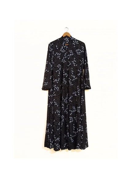Black Breeze Front Open Long Flair Abaya