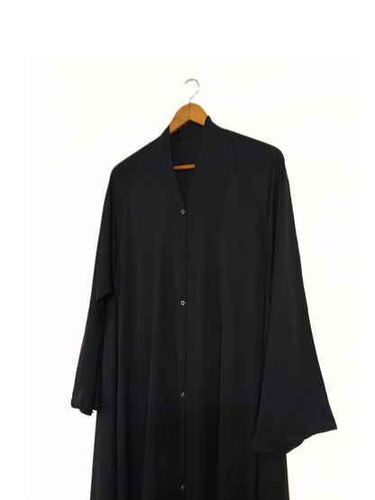 Black Front Open Long Flair Abaya
