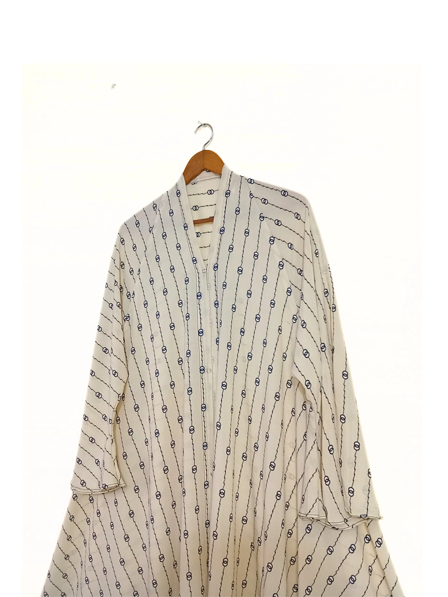 Pearl Chain Front Open Long Flair Abaya