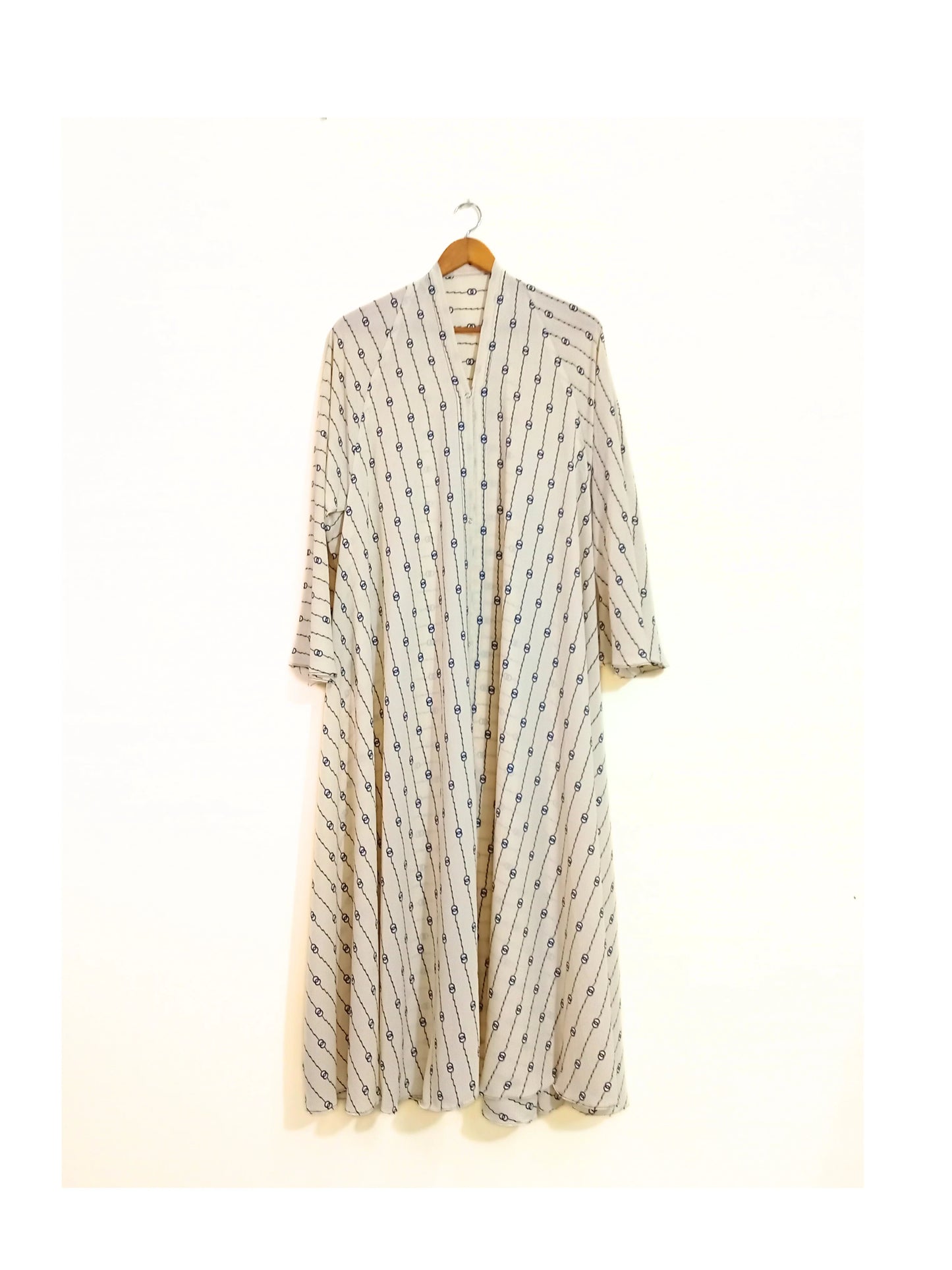 Pearl Chain Front Open Long Flair Abaya