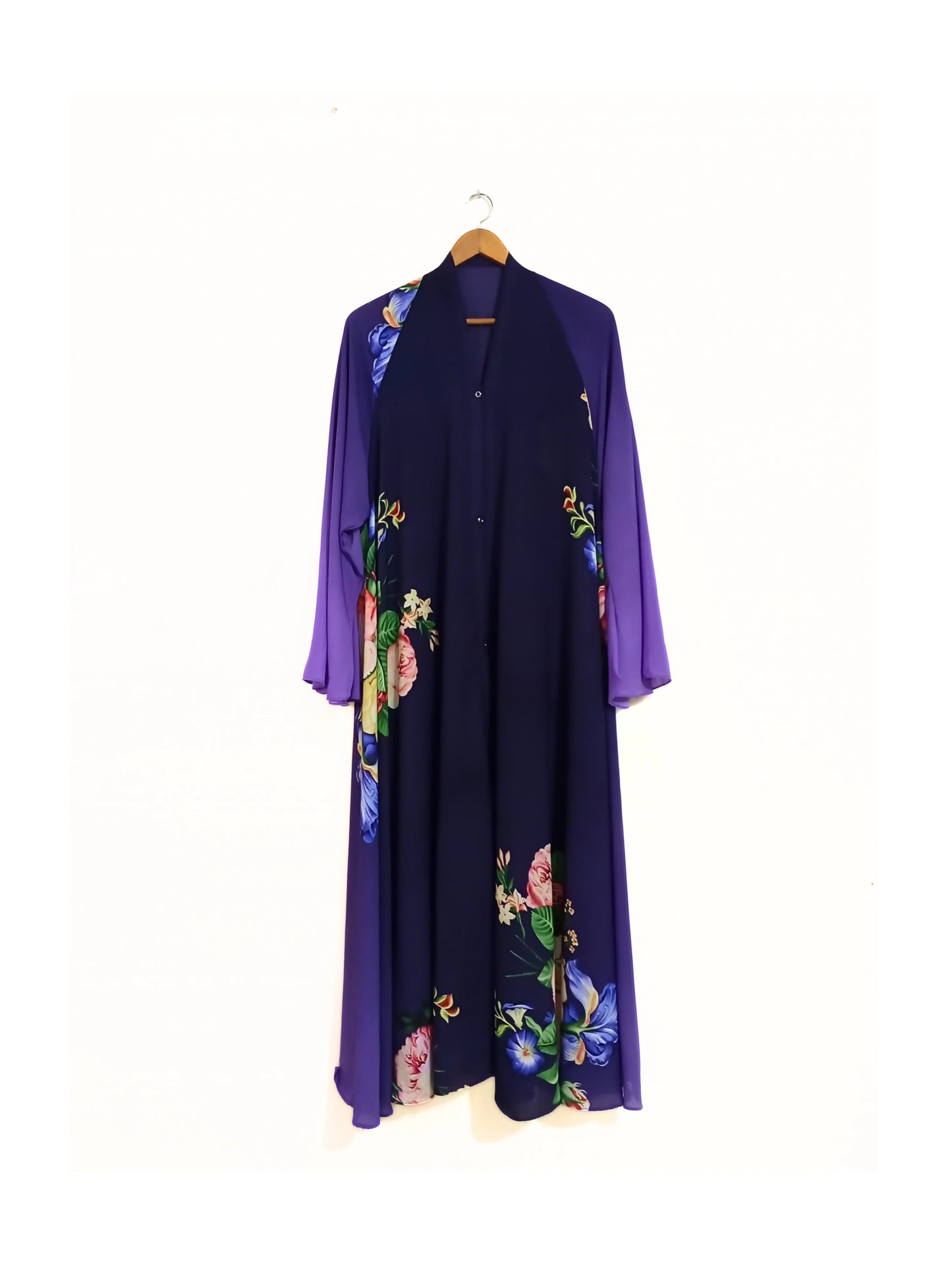 Royal Bloom Front Open Long Flair Abaya