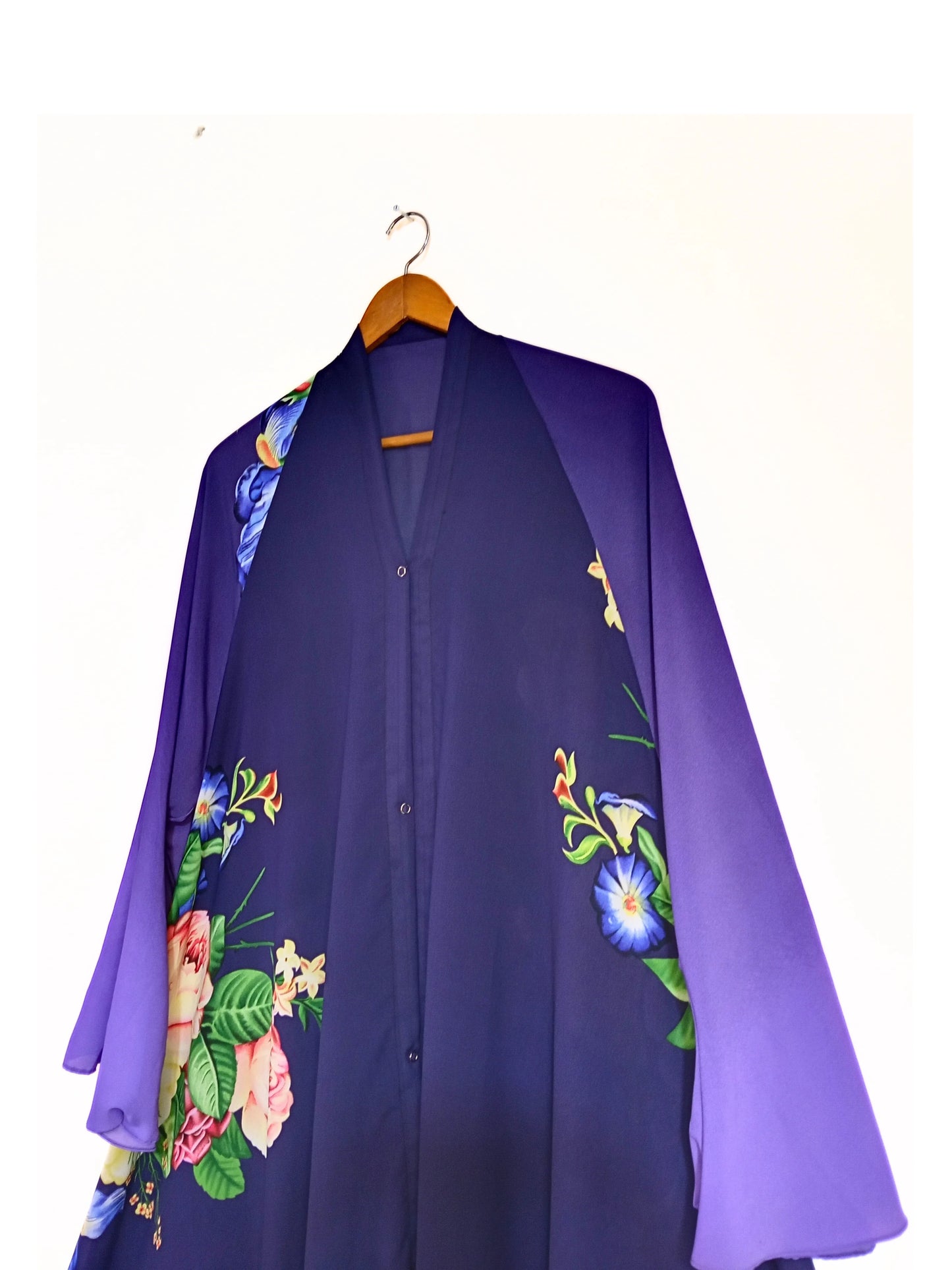 Royal Bloom Front Open Long Flair Abaya