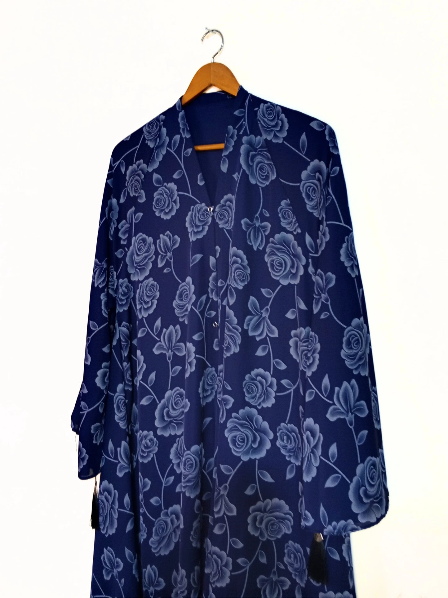 Ocean Flower Front Open Printed Nidha Abaya