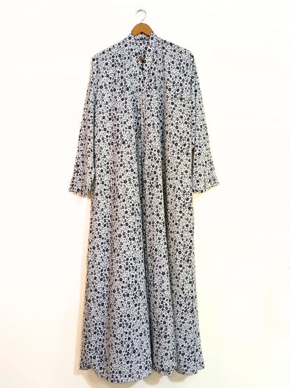 White Mist Floral Front Open Abaya