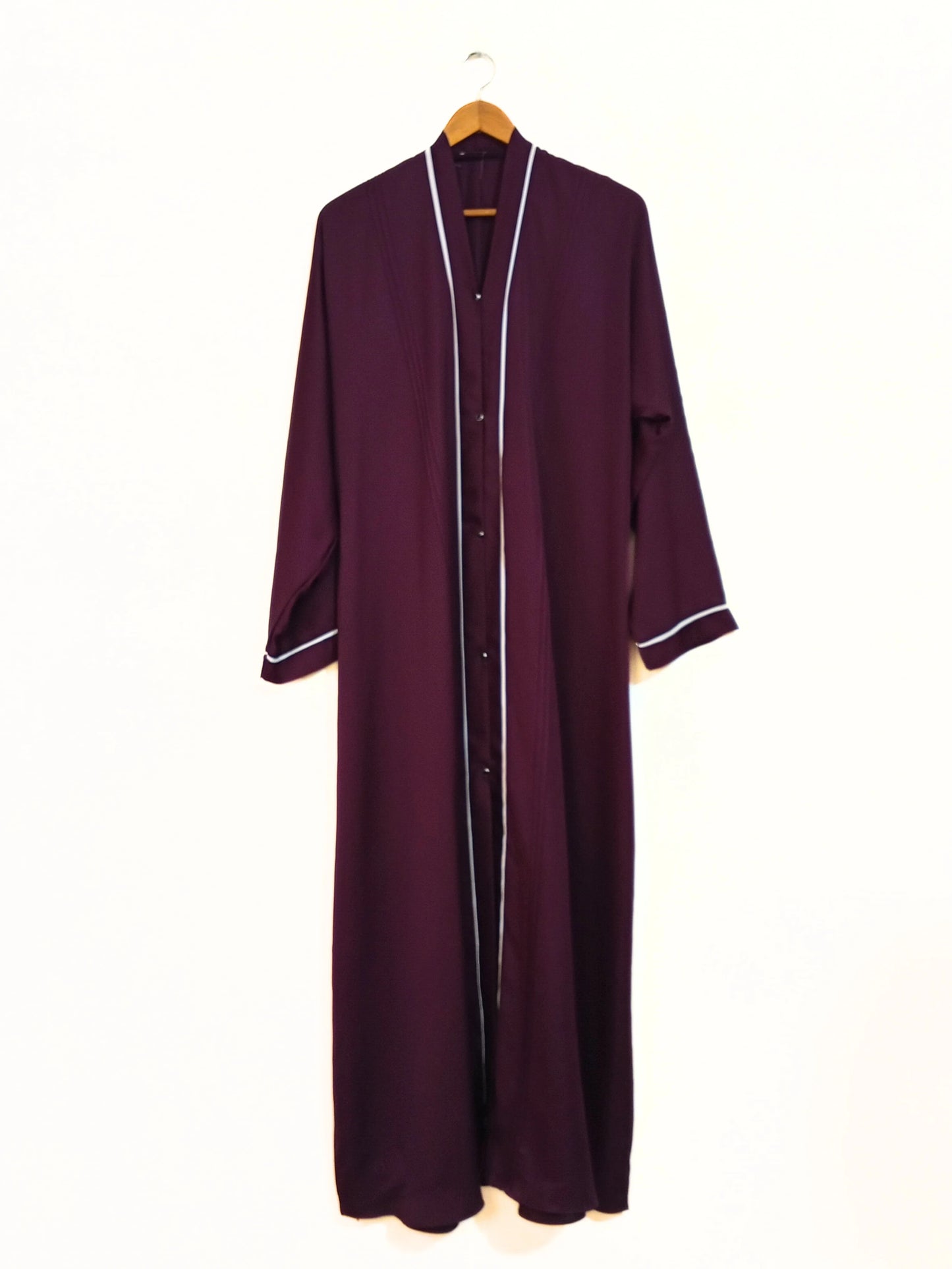 Maroon Nidha Abaya With White Lines