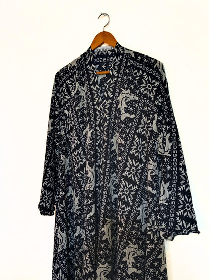 Frost Pattern Front Open Long Flair Abaya