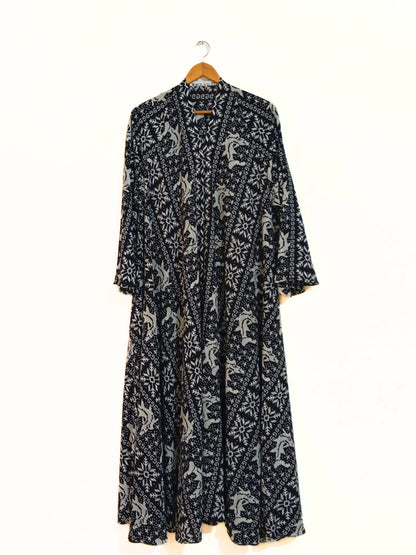 Frost Pattern Front Open Long Flair Abaya