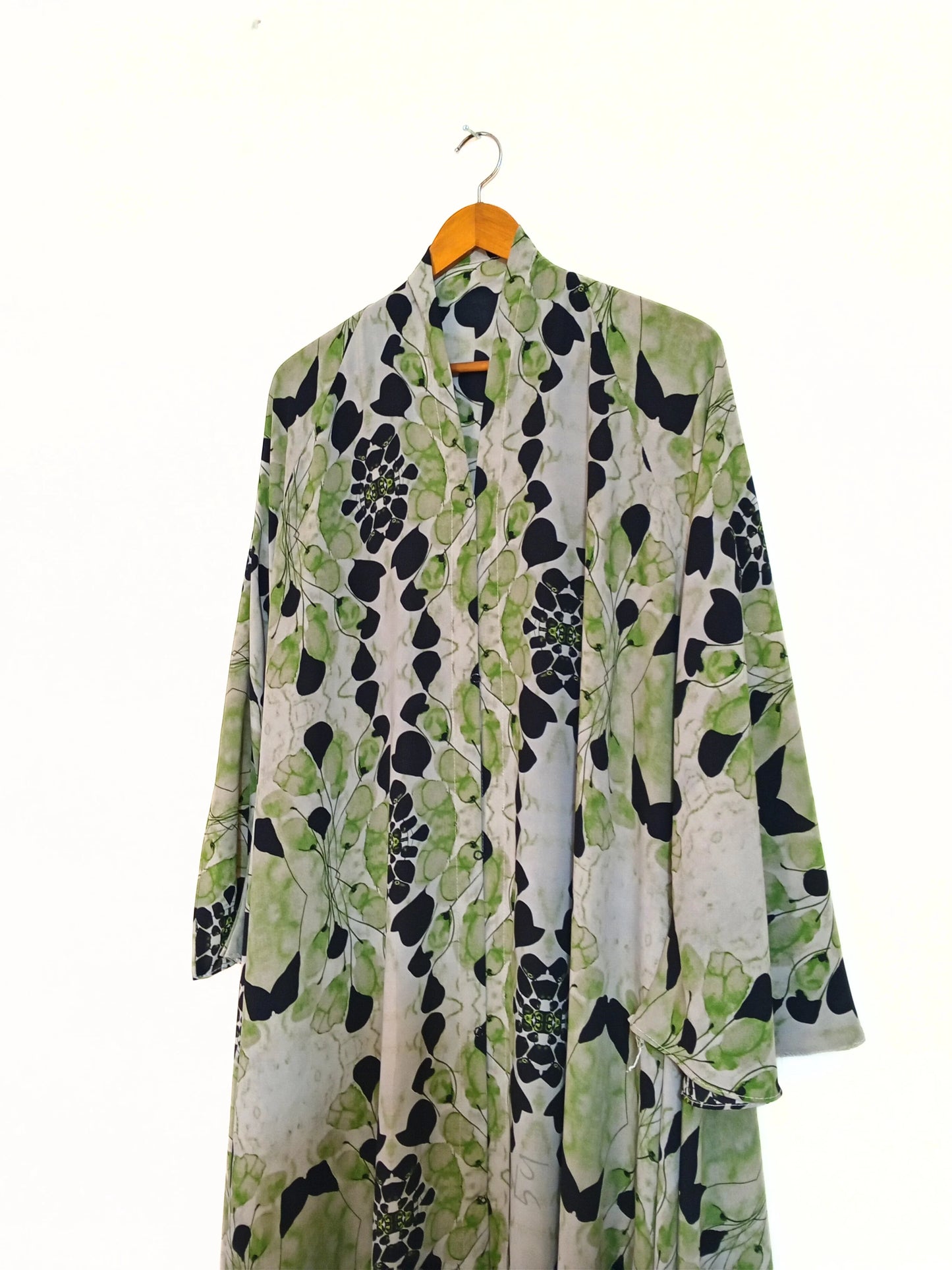 Green Dusk Front Open Long Flair Abaya