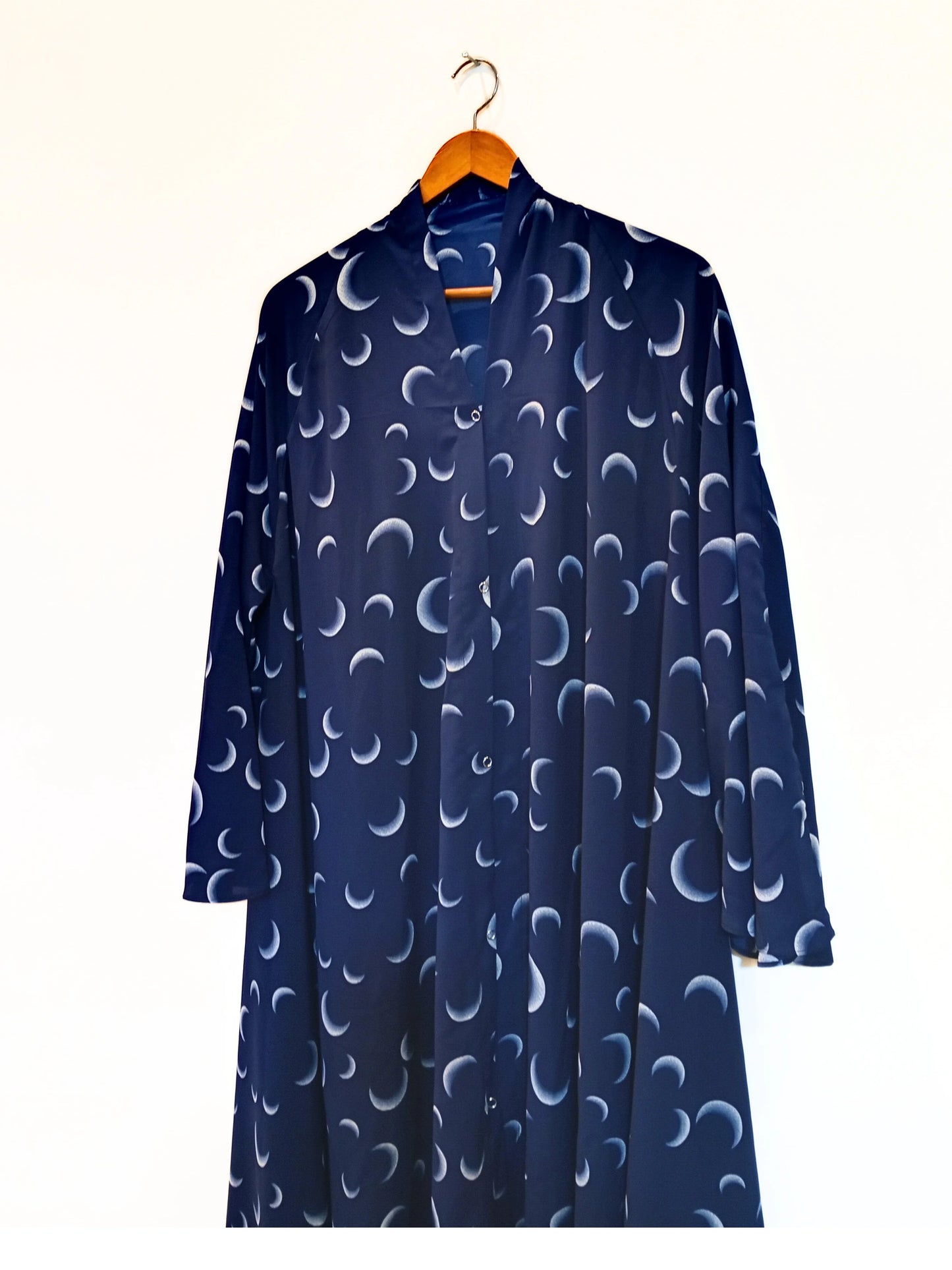 Blue Crescent Front Open Long Fair Abaya
