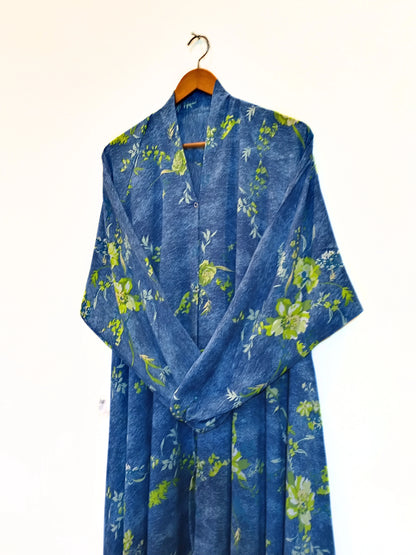 Azure Front Open Long Flair Abaya