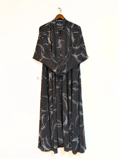 Polka Dot With Swirl Patterns Long Flair Abaya
