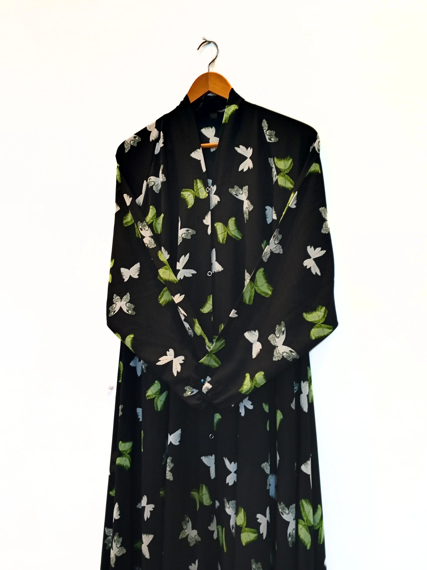 Emerald Flutter Front Open Long Flair Abaya