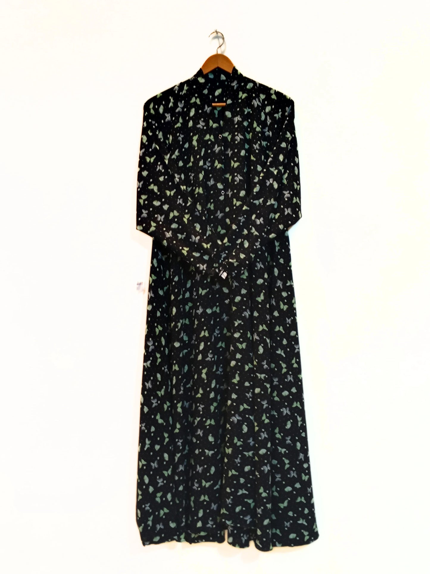 Midnight Butterfly Front Open Long Flair Abaya