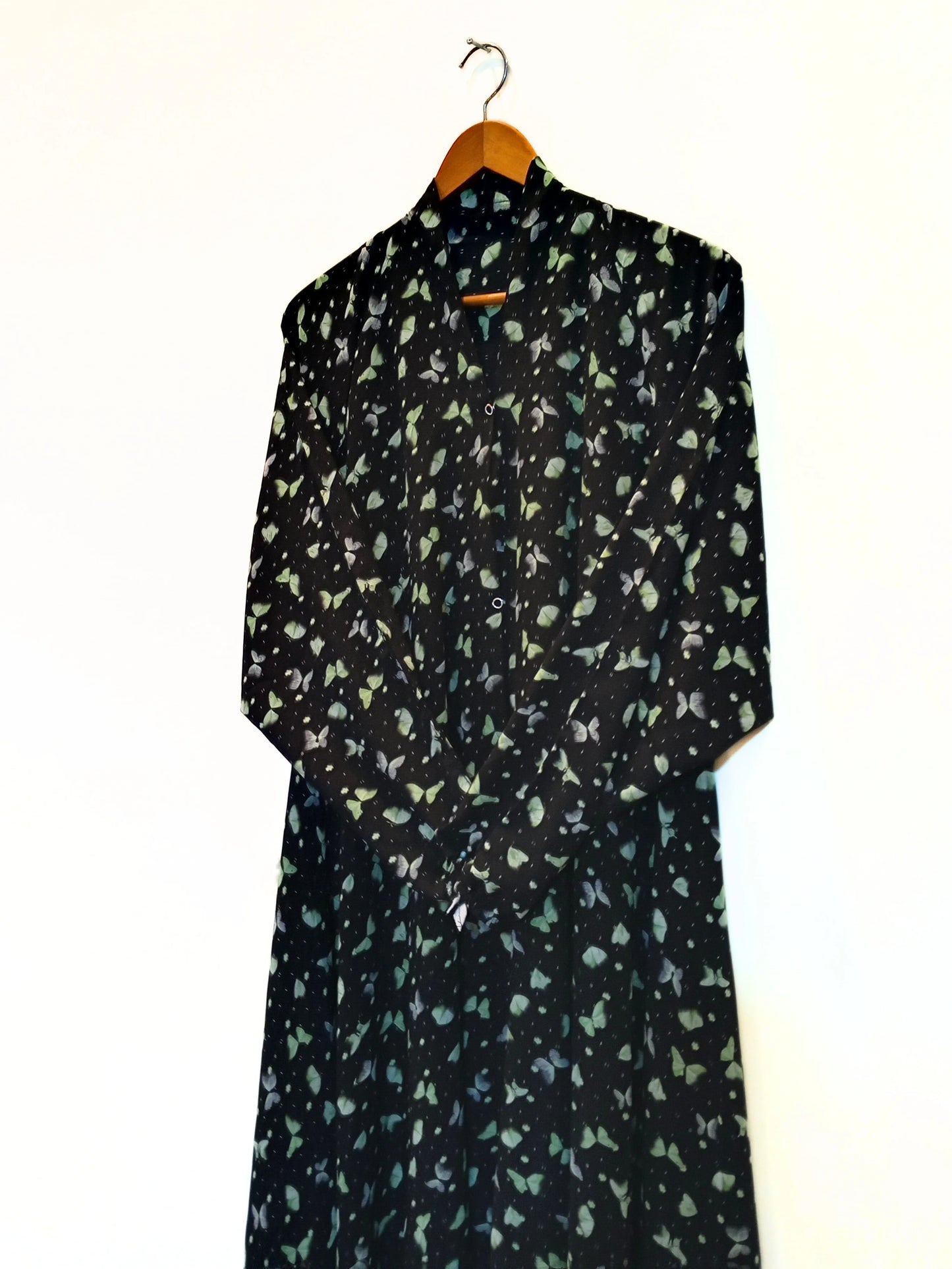 Midnight Butterfly Front Open Long Flair Abaya