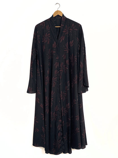 Red Petals Front Open Long Flare Abaya