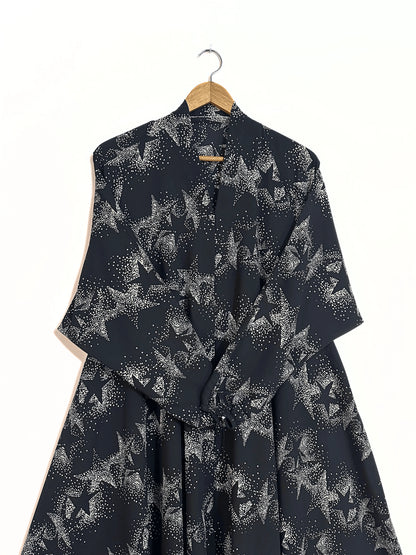 Night Sky Front Open Long Flair Abaya