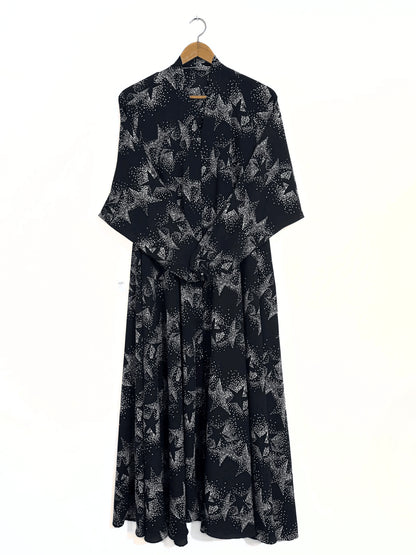Night Sky Front Open Long Flair Abaya