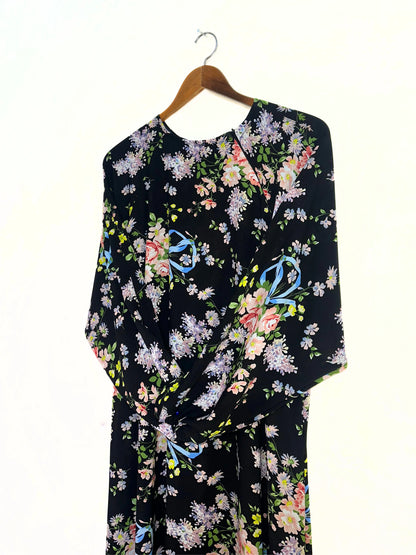 Black Floral Print Maxi Abaya