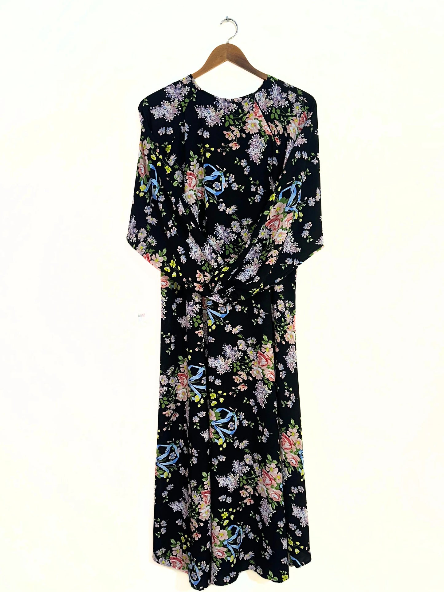 Black Floral Print Maxi Abaya
