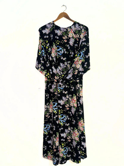 Black Floral Print Maxi Abaya