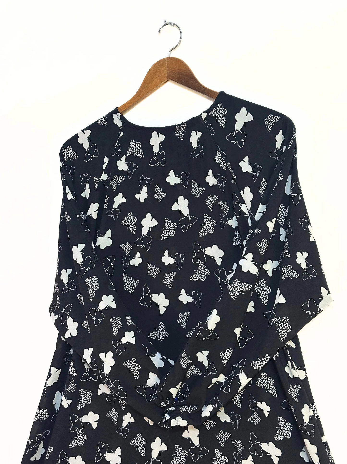 Black Butterfly Print Maxi Style Abaya