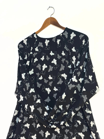 Black Butterfly Print Maxi Style Abaya