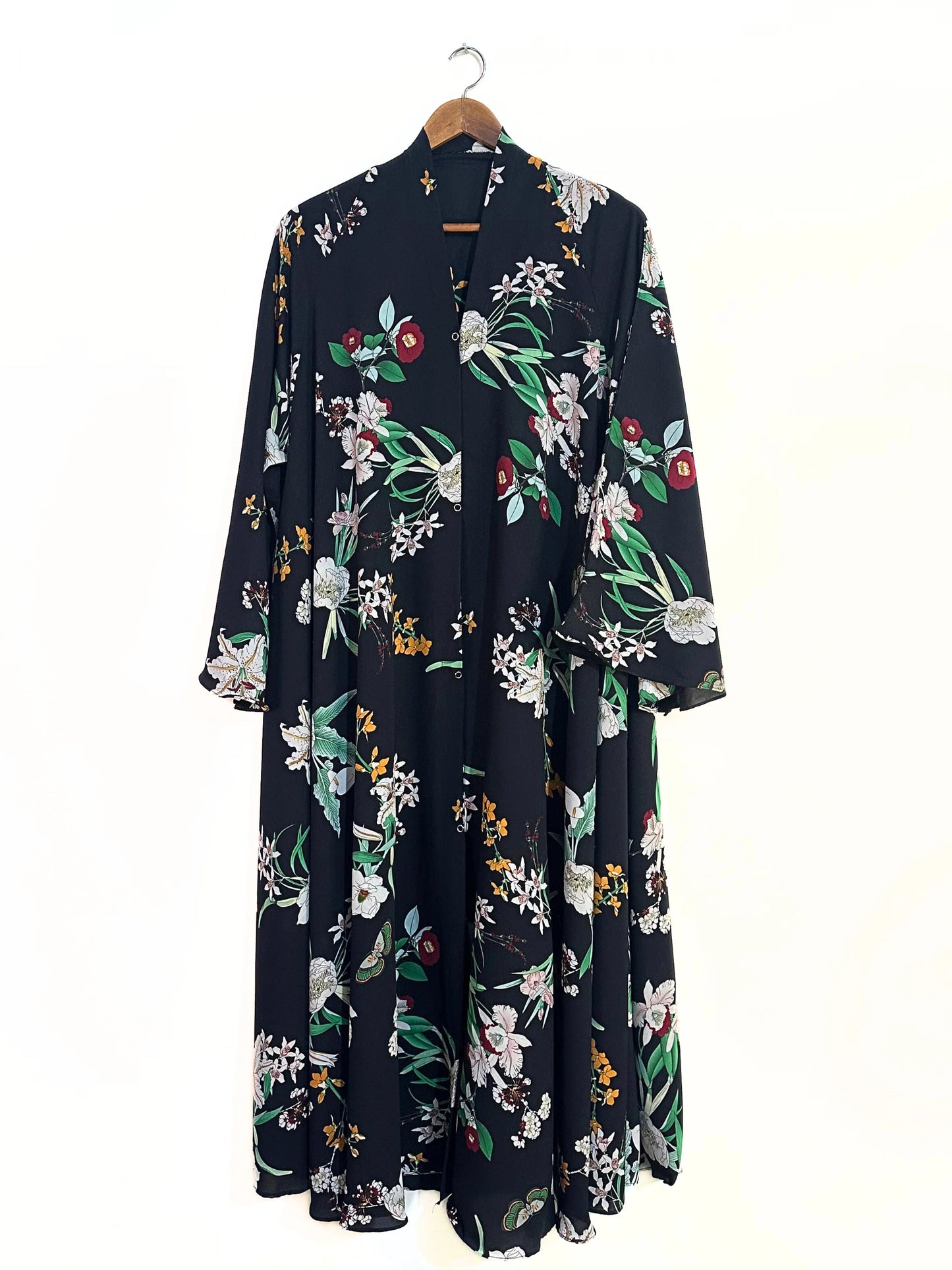 Botanical Garden Front Open Long Flair Abaya