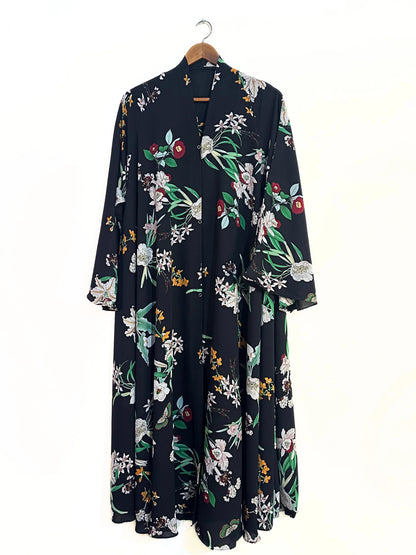 Botanical Garden Front Open Long Flair Abaya