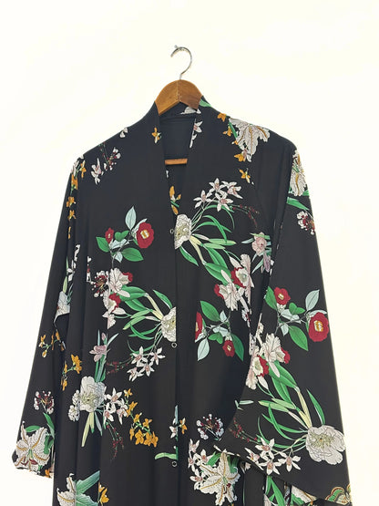 Botanical Garden Front Open Long Flair Abaya