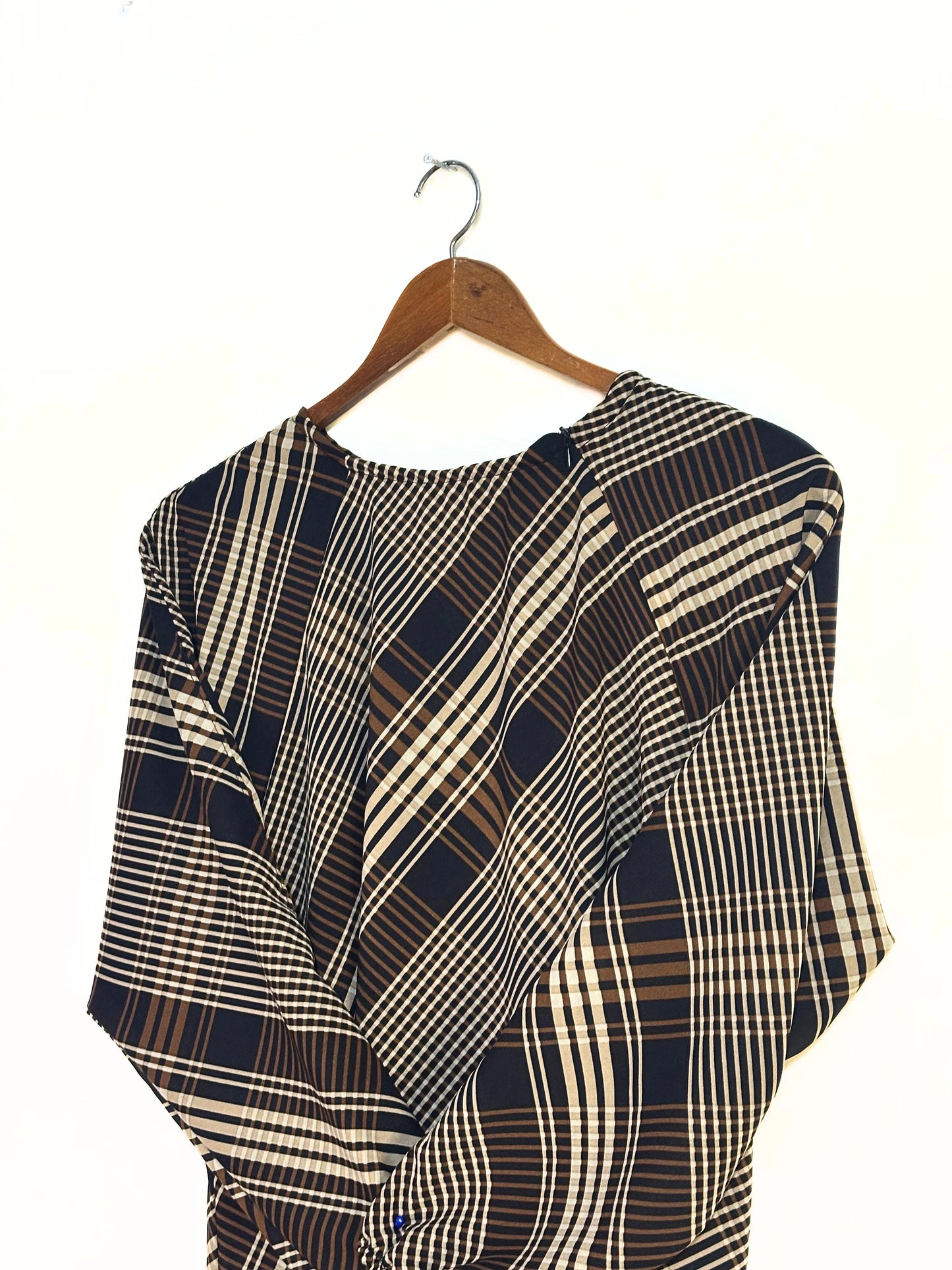 Black Mocha Check Pattern Maxi Style Abaya