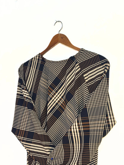 Black Mocha Check Pattern Maxi Style Abaya