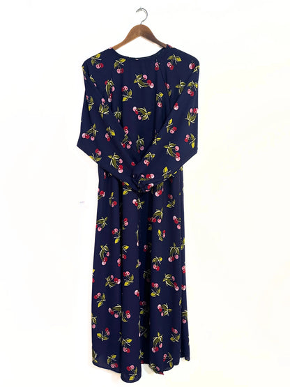 Black Cherry Print Maxi Style Abaya