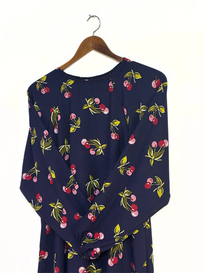 Black Cherry Print Maxi Style Abaya