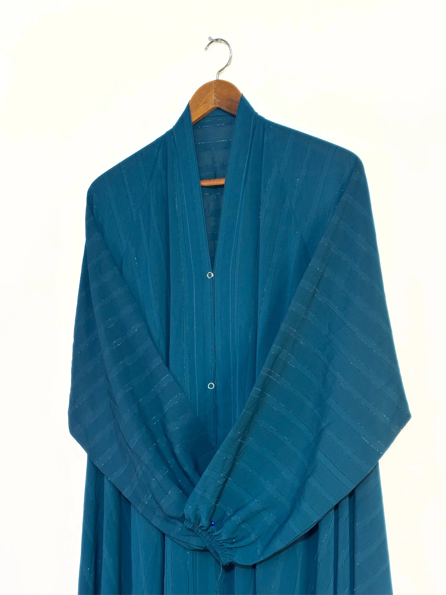Front Open Zarri Abaya- Zinc