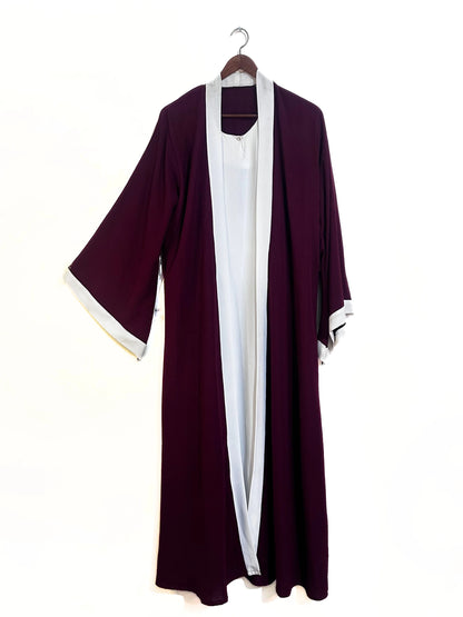 Gown Style Abaya With Attached Inner - Maroon