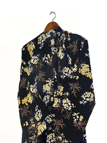 Honey Flowers Front Open Long Flair Abaya