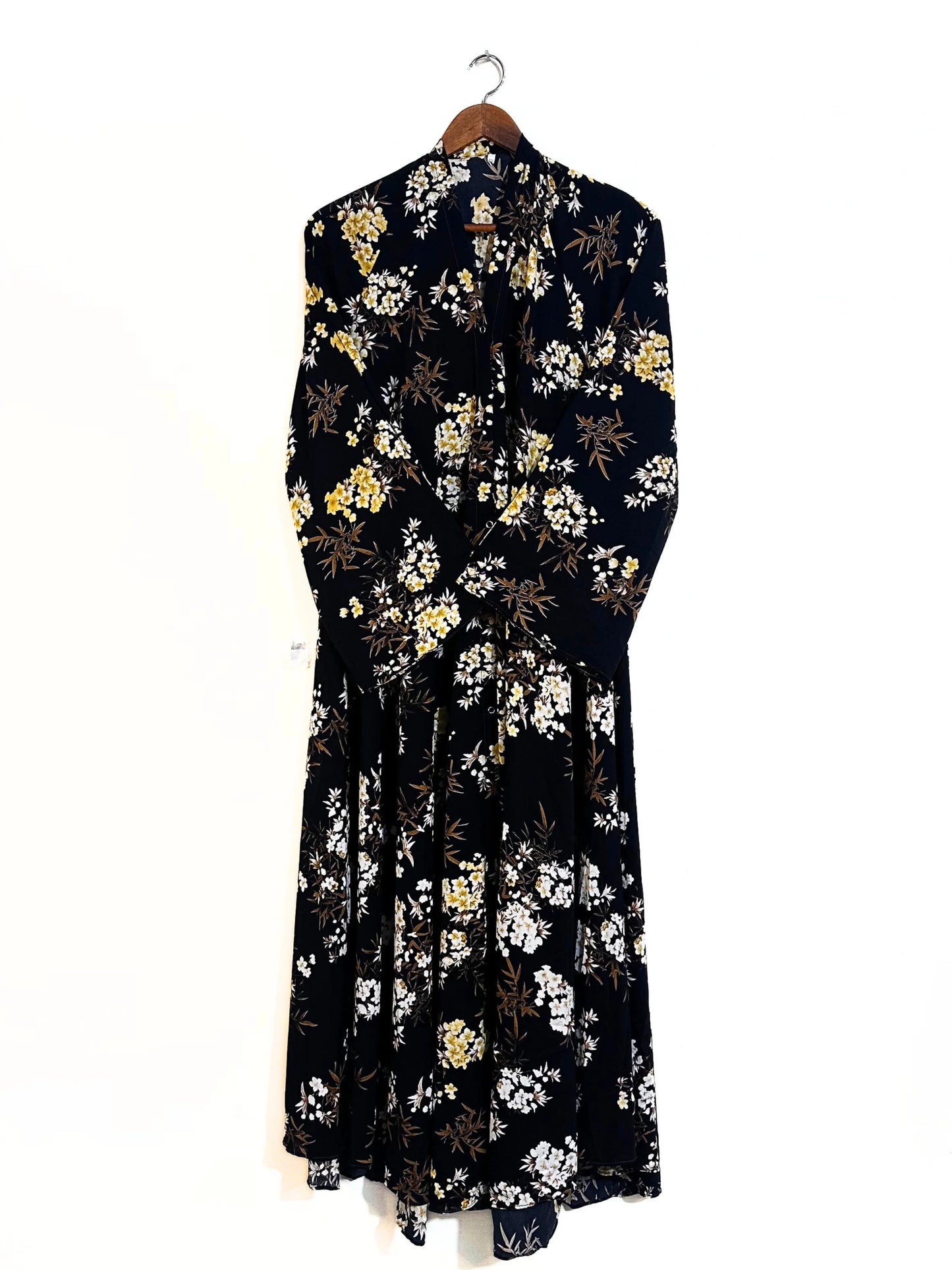 Honey Flowers Front Open Long Flair Abaya