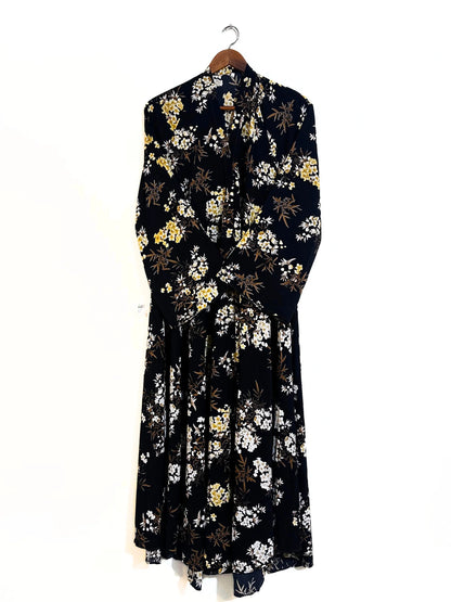 Honey Flowers Front Open Long Flair Abaya