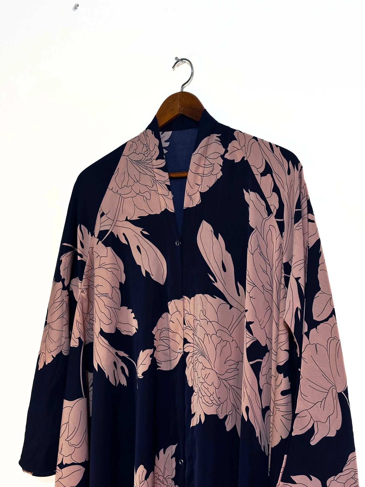 Floral Blush Front Open Long Flair Abaya