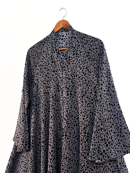 Speckles And Dots Front Open Long Flare Abaya