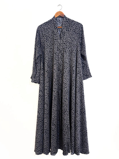 Speckles And Dots Front Open Long Flare Abaya