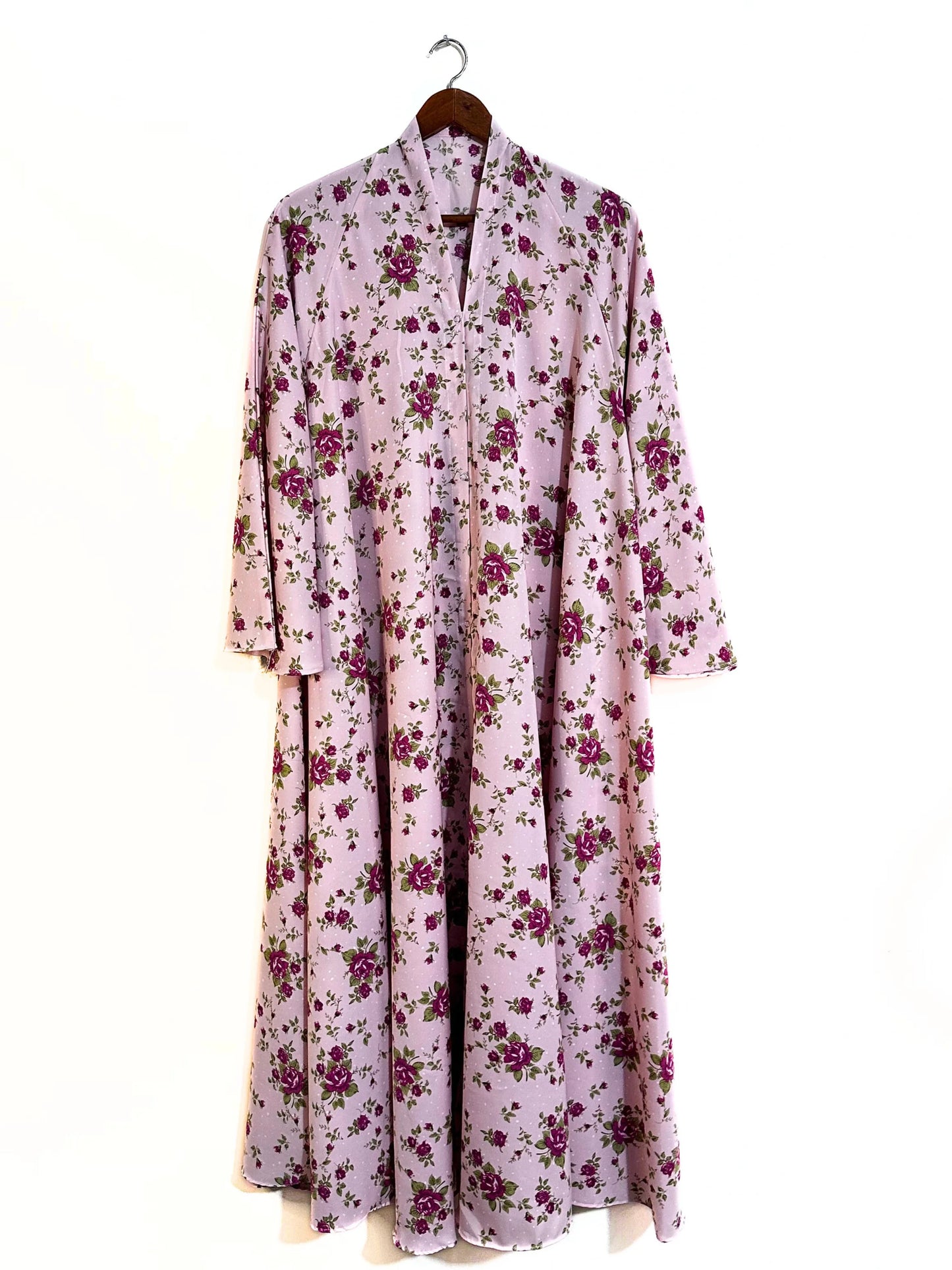 Pink Rose Front Open Long Flair Abaya