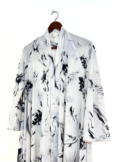 Misty Ink Front Open Long Flare Abaya