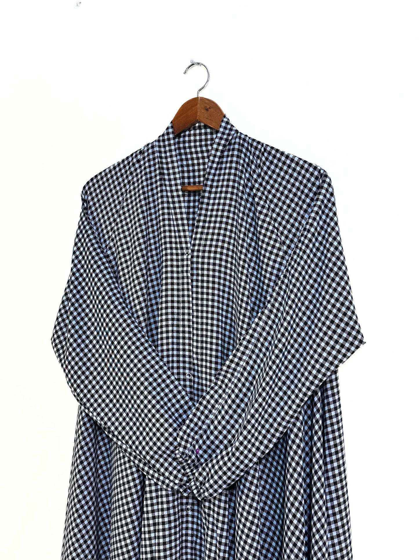 Graphite Check Front Open Long Flair Abaya