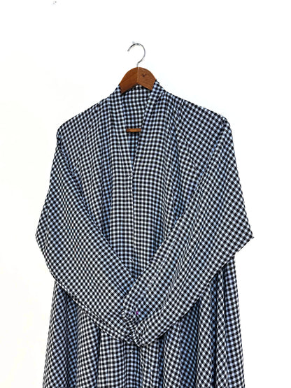 Graphite Check Front Open Long Flair Abaya
