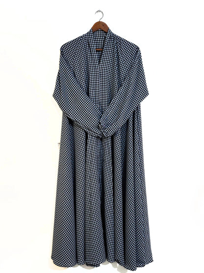 Graphite Check Front Open Long Flair Abaya